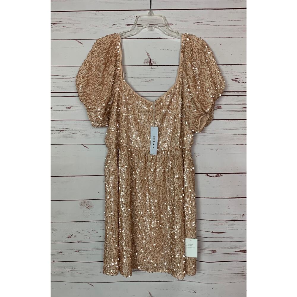 GILLI Boutique Women's L Large Rose Gold Pink Sequin Party Dress NEW With TAGS
